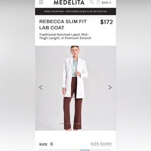 Medelita Rebecca Slim Fit Lab Coat- size 6 and size 8 available